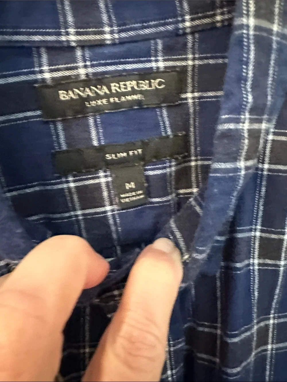Banana Republic Navy and White Plaid Button-Down Shirt